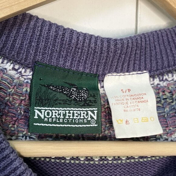 Vintage Northern Reflections Sweater Womens S Floral Purple Cardigan Granny 90s - Picture 2 of 7